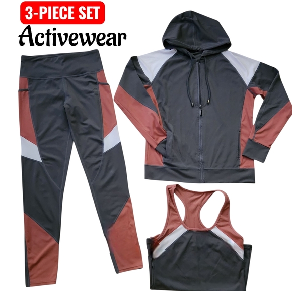 SHEIN Pants - 3-Piece Set Women's Activewear Leggings, Hoodie & Top Color Block Size Large